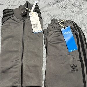 Toddler Adidas Charcoal Tracksuit with Black Accents